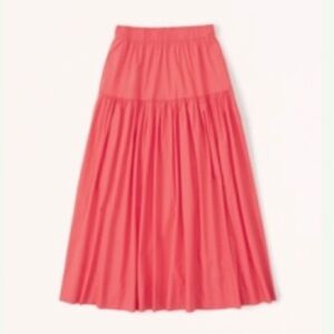 Abercrombie & Fitch Poplin Midi Skirt (Red)